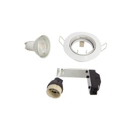 Lot de 5 Spots Encastrés Metal Blanc - ORIENTABLE - Ampoule LED GU10 incluses - cons. 5W (eq. 50W) - 345 lumens - Blanc neutre