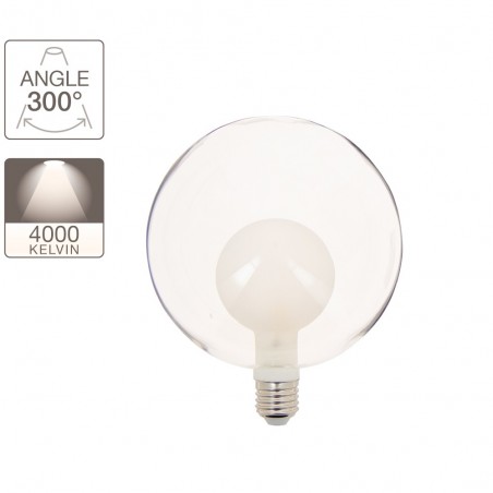 Ampoule LED déco, double verre, forme de globe, culot E27, blanc neutre, forme allongée