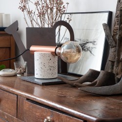 Lampe à poser ÉCLIPSE en terrazzo & métal cuivré, culot E27
