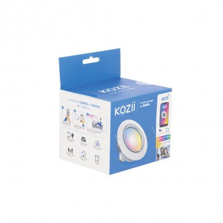Ampoule LED connectée KOZii, éclairage blancs + couleurs, GU10 Spot encastrable orientable 5W Variation de couleur et luminosité