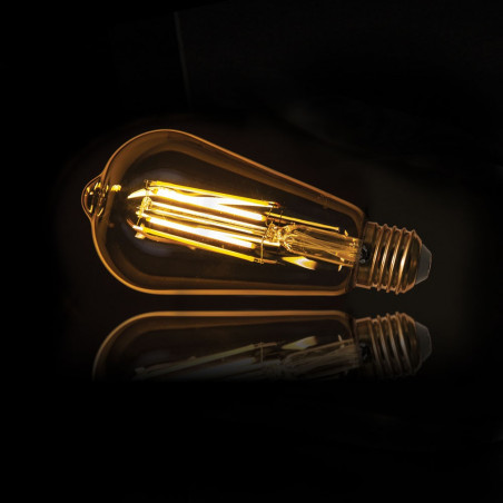 Ampoule LED déco Edison Vintage au verre ambré, culot E27, 7W cons. (50W eq.), 638 lumens, lumière blanc chaud