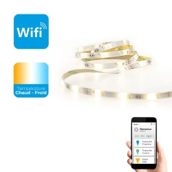 Ruban LED connecté KOZii, 2m, multi-blancs, Variation de température de lumière et d'intensité