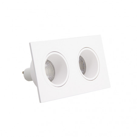 Spot 2 têtes GU10 50W 2700K Carré orientable Blanc IP20