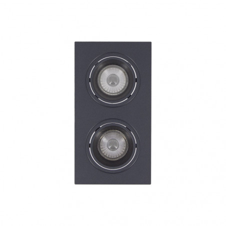 Spot 2 têtes GU10 50W 2700K Carré orientable Noir IP20