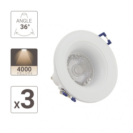 Lot 3 Spots GU10 50W 4000K Rond Blanc IP44