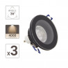 Lot 3 Spots GU10 50W 4000K Rond Noir IP44