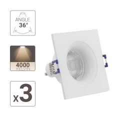 Lot 3 Spots GU10 50W 4000K Carré Blanc IP44