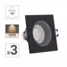 Lot 3 Spots GU10 50W 4000K Carré Noir IP44