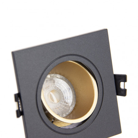 Lot 3 Spots GU10 50W 2700K Carré orientable Noir et or IP20