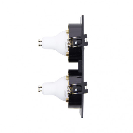 Spot 2 têtes GU10 50W 2700K Carré orientable Noir et or IP20