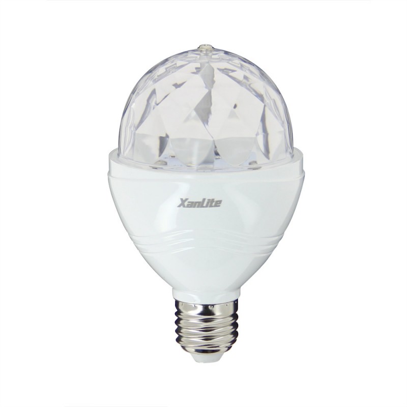 Ampoule LED disco, culot E27, 3W cons. lumière RGB motorisée
