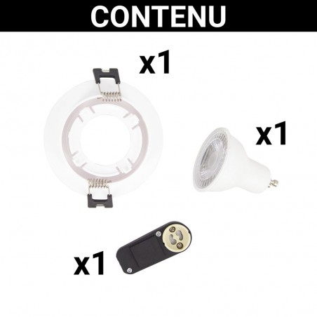 Spot GU10 50W 2700K Rond orientable Blanc IP20