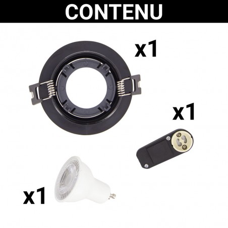 Spot GU10 50W 2700K Rond orientable Noir IP20