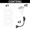 Spot 2 têtes GU10 50W 2700K Carré orientable Blanc IP20