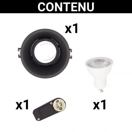 Spot GU10 50W 2700K Rond profond Noir IP20