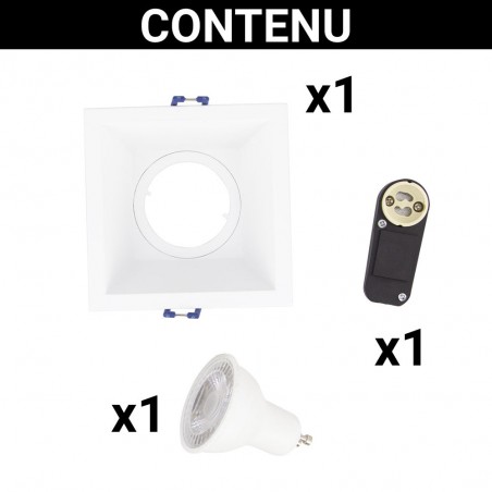 Spot GU10 50W 2700K Carré profond Blanc IP20