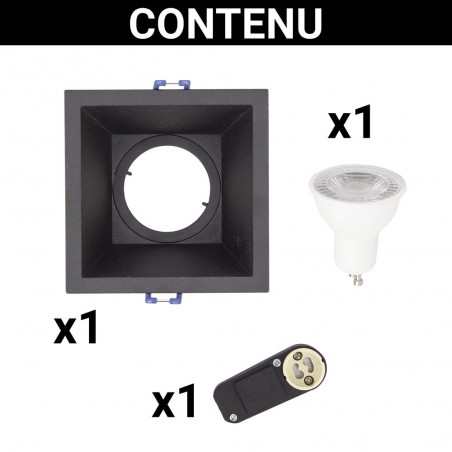 Spot GU10 50W 2700K Carré profond Noir IP20