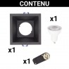 Spot GU10 50W 2700K Carré profond Noir IP20