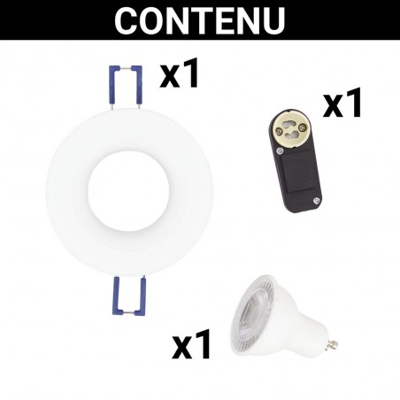 Spot GU10 50W 4000K Rond Blanc IP44