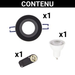 Spot GU10 50W 4000K Rond Noir IP44