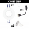 Lot 3 Spots GU10 50W 4000K Rond Blanc IP44