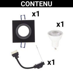 Spot GU10 50W 4000K Carré Noir IP44