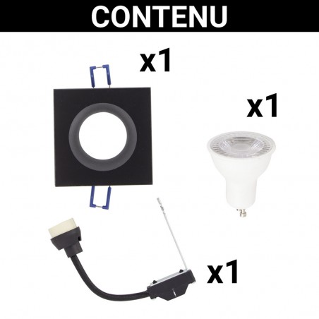 Spot GU10 50W 4000K Carré Noir IP44