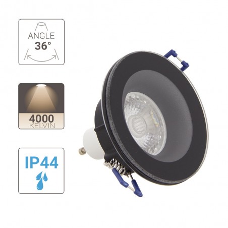 Spot GU10 50W 4000K Rond Noir IP44