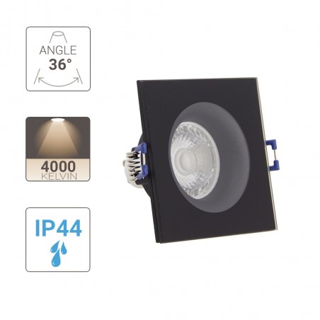 Spot GU10 50W 4000K Carré Noir IP44