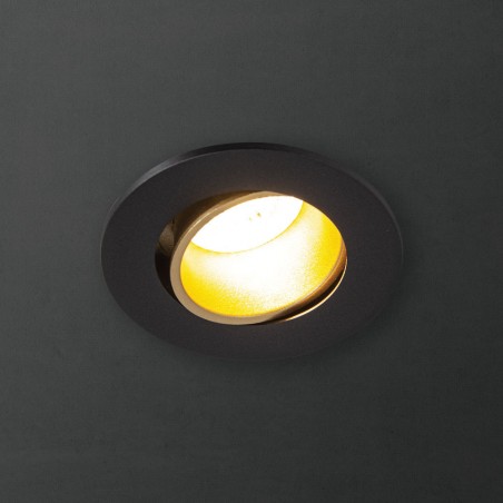 Spot GU10 50W 2700K Rond orientable Noir et or IP20