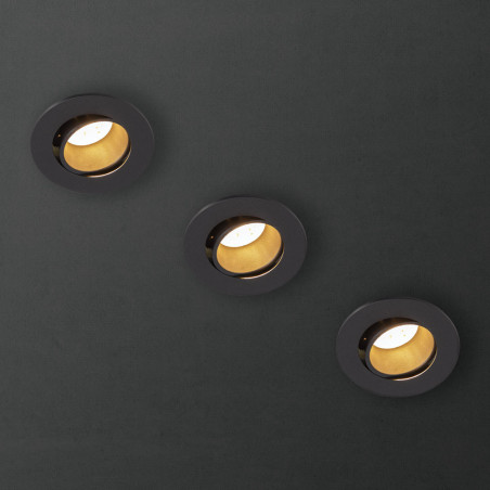 Lot 3 Spots GU10 50W 2700K Rond orientable Noir IP20