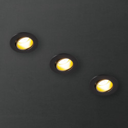 Lot 3 Spots GU10 50W 2700K Rond orientable Noir et or IP20