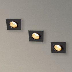 Lot 3 Spots GU10 50W 2700K Carré orientable Noir IP20