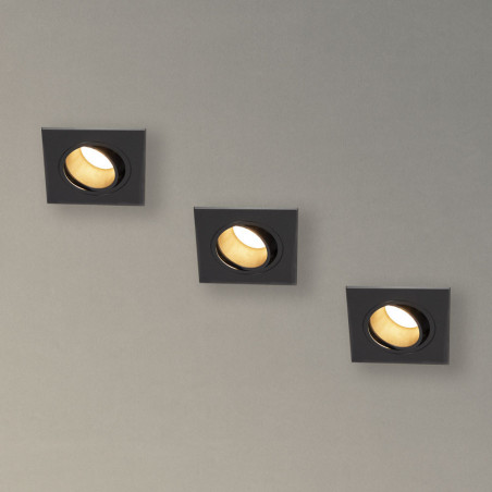 Lot 3 Spots GU10 50W 2700K Carré orientable Noir IP20