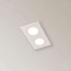 Spot 2 têtes GU10 50W 2700K Carré orientable Blanc IP20