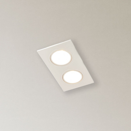 Spot 2 têtes GU10 50W 2700K Carré orientable Blanc IP20