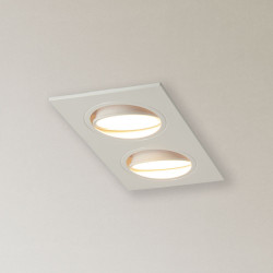 Spot 2 têtes GU10 50W 2700K Carré orientable Blanc IP20