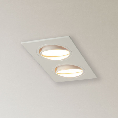 Spot 2 têtes GU10 50W 2700K Carré orientable Blanc IP20