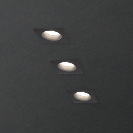 Lot 3 Spots GU10 50W 4000K Carré Noir IP44