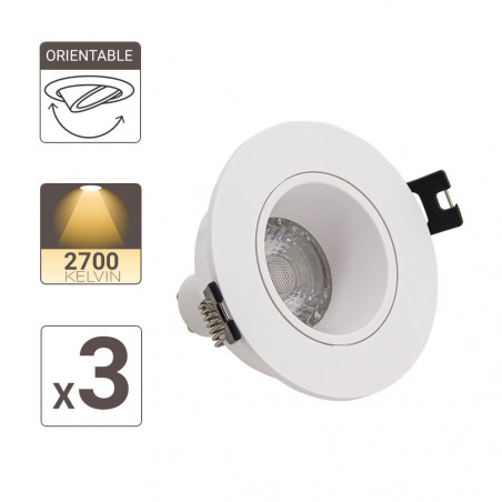Lot 3 Spots GU10 50W 2700K Rond orientable Blanc IP20