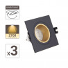 Lot 3 Spots GU10 50W 2700K Carré orientable Noir et or IP20