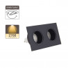 Spot 2 têtes GU10 50W 2700K Carré orientable Noir IP20