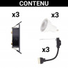 Lot 3 Spots GU10 50W 2700K Carré orientable Noir et or IP20