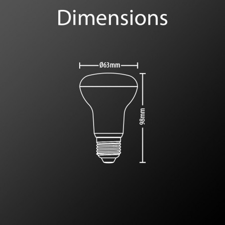 Ampoule LED R63, culot E27, 9W cons. (60W eq.), lumière blanc chaud