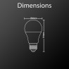 Ampoule LED A60, culot E27, 9W cons. (60W eq.), lumière blanc chaud