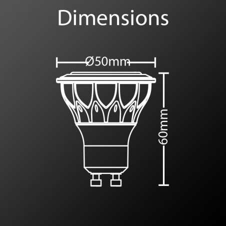 Ampoule LED (Spot), culot GU10, conso. 4,2W (eq. 25W), 280 lumens, blanc chaud