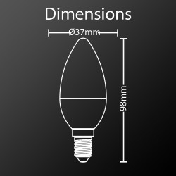 Ampoule LED flamme, culot E14, conso 2,5W (eq. 20W), blanc chaud (3000K)