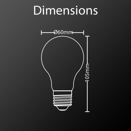 Ampoule à filament LED A60, culot E27, 7W cons. (60W eq.), lumière blanc chaud