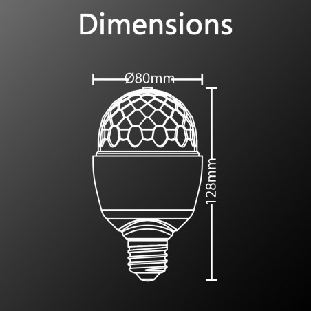 Ampoule LED disco, culot E27, 3W cons. lumière RGB motorisée