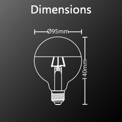 Ampoule LED G95 Gold, culot E27, 8W cons. (62W eq.), 360 lumens, lumière blanc chaud
